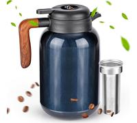 Tianyi-® Bouteille Isotherme De 2 L Avec Passoire À Thé, Bouteille Isotherme Avec Affichage De La Température, Cafetière Bien Scellée (Pas De Fuite, Pas De Gouttes), Pour Café, Thé Et Lait