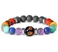Tianyi-Bracelet De Chakra En Pierres Naturelles Authentiques Bracelet De Pierres Précieuses Premium Pour Plus D'harmonie Et D'équilibre 7 Chakras Et Perles De Pierre De Lave