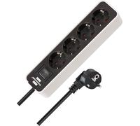 TIANYI-BRENNENSTUHL 1153240020 - Base múltiple Ecolor Blanca/Negra Con diseño compacto (4 Tomas)