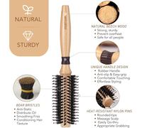 Tianyi-Brosse Ronde Pour Brushing, Poils De Sanglier Avec Épingles En Nylon Brosse À Cheveux Ronde, Brosse De Coiffage Professionnelle Pour Femmes Et Hommes (Barrel 20mm)
