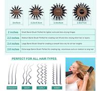 Tianyi-Brosse Ronde Pour Démêler, Lisser Et Sécher, Poils De Sanglier Brosse À Cheveux Ronde Avec Poils En Nylon Pour Coiffer Les Boucles (Intérieur 23mm/ Extérieur 55mm)