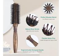 Tianyi-Brosse Ronde Pour Démêler, Lisser Et Sécher, Poils De Sanglier Brosse À Cheveux Ronde Avec Poils En Nylon Pour Coiffer Les Boucles (Intérieur 20mm/ Extérieur 50mm)