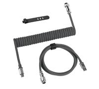 TIANYI-C01 PRO Câble de Clavier Spiralé USB C, Type C vers USB A Câble de Clavier Gamer, Tressé en Câble Clavier Mecanique avec Connecteur D'aviation en Métal, Double Manchon, Gris