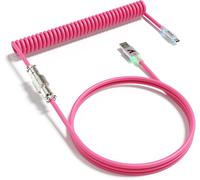 TIANYI-C01 ULTRA Câble spiralé RGB personnalisé pour clavier gaming, Type-C vers USB-A HyperSpeed, TPU, câble de clavier mécanique à double gaine avec connecteur Aviator détachable-Rouge baie