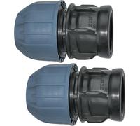 TIANYI-- C51926 - Lot de 2 - Manchon/adaptateur fileté - Réducteur de compression droit - raccord filetage femelle 3/4" - pour tuyau Ø20mm - en polypropylène - connecteur/réparateur