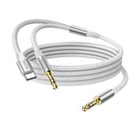 TIANYI-Câble auxiliaire 3,5 mm à 3,5 mm Câble Jack Audio auxiliaire 1M avec Adaptateur d'entrée Audio auxiliaire USB C vers AUX Câble AUX mâle vers mâle White, 3.28FT/1M