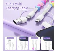 TIANYI-Câble Chargeur Multi Embout 4 en 1 Cable iPhone USB C Charge Rapide Coloré Perles Etoilées Universel Type C Cable Multi Chargeur pour iPhone 13/14/15/16, Samsung Galaxy S25/S24/S23, iPad Pro