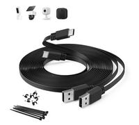 TIANYI-Câble d'alimentation plat USB C 5M,lot de 2 Câble de recharge extra long USB A vers Type C 2.0 pour Blink Mini 2/Outdoor 4,eufy Indoor Cam C210/C220,Tapo C120,EZVIZ H6c 2K/H6/CP1 Pro/CB2,Noir