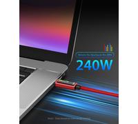 TIANYI-Câble de charge USB C PD 240W, charge ultra-rapide avec écran LED à 3 effets de poursuite,Câble USB C vers USB C pour iPhone 16/15, MacBook, iPad, Galaxy S25/S24, 1,2m, Rouge