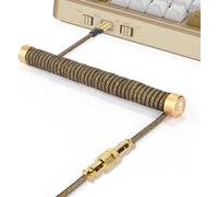 TIANYI-Câble de Clavier Spiralé Custom et Enrouleur de Câble d'aviateur Métal Set - Câble d'aviateur à Tige Fixe + Câble USB C Tressé avec Aviateur en Or 24K pour Clavier de Jeu/Laptop - Doré