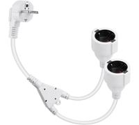 TIANYI-Câble d'Extension à Double Prise, Câble d'alimentation à Contact de Protection 1 à 2, Distributeur en pour Une Utilisation intérieure et extérieure (90 degrés, Blanc, 1 Minute 2)