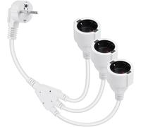 TIANYI-Câble d'Extension à Double Prise, Câble d'alimentation à Contact de Protection 1 à 2, Distributeur en pour Une Utilisation intérieure et extérieure (90 degrés, Blanc, 1 Minute 3)