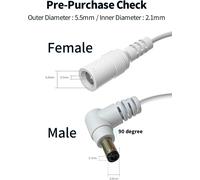 TIANYI-Câble d'Extension DC Tonton 5M, Adaptateur d'alimentation 5,5mm x 2,1mm, Câble d'Extension DC 5V 24V, Prise 5521 vers Connecteur pour Caméra de Surveillance, DVR, Bande LED Blanc 5M (2 Pièces)