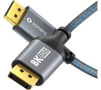 TIANYI-® Câble DisplayPort 1.4, 8K 60Hz, 4K 120Hz, Gaine Coton, Gris/Bleu, 1.00 Mètre