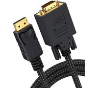 TIANYI-Câble DisplayPort vers VGA, DP vers VGA - 1,8 m - Plaqué or 24 carats - Câble DP mâle vers VGA mâle - Compatible avec Lenovo, Dell, HP et autres marques