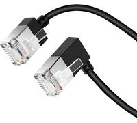 TIANYI-Câble Ethernet Flexible Cat 6 à Angle Droit de 90° 2m, Ultra Fin et Compact RJ45 Cat 6a Cordon LAN Gigabit Compatible avec Mac, PC, Routeur, Windows (Noir)