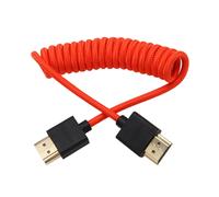 TIANYI-Câble HDMI 4K 8K tressé spirale pour SmallHD Blackmagic Monitor Panasonic S1H Sony A7m4 FX9 Canon C70 Nikon Z9 Caméra Type A HDMI 2.1 HDMI droit, rouge tressé Coiled 30cm