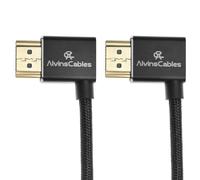 TIANYI-Câble HDMI 8K 2.1 48Gbps 8K@60Hz 4K@120Hz Câble spirale tressé haute vitesse pour Sony A7 A9, BMPCC, Canon C70, Atomos Ninja, Feelworld, angle de gauche à gauche, noir