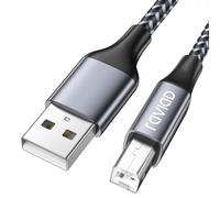 TIANYI-Câble Imprimante USB Extra Long [5M] Câble USB 2.0 A Mâle vers B Mâle Cable Scanner Cordon Imprimante Nylon Cable USB Type B Compatible avec HP, Canon, Lexmark, Brother, Hero, Dell - Gris