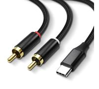 TIANYI-Câble USB de type C vers 2 RCA, type C vers 2 RCA connecteur phono mâle câble, PC USB C vers stéréo pour amplificateur, câble adaptateur de haut - parleur avec puce HiFi décodeur (2m)