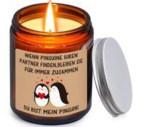 Tianyi-Cadeau D'anniversaire Pour Elle, Anniversaire De Mariage, Cadeau D'anniversaire, Cadeau De Saint-Valentin, Bougies Parfumées Dans Un Bocal En Verre Avec « Du Bist Mein Pingouin »