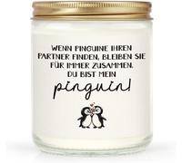 Tianyi-Cadeau D'anniversaire Pour Elle - Cadeau Pour Partenaire - Bougie Parfumée À La Lavande - Cadeau De Pingouin Pour Un Anniversaire, Un Anniversaire De Mariage, La Saint-Valentin, Noël, « Ich
