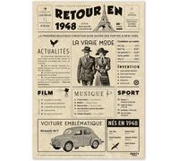 Tianyi-Cadeau Original Retour En 1948 - Idée Cadeau 77 Ans Femme Et Homme - Carte Anniversaire 77 Ans Femme Et Homme - Decoration Anniversaire 77 Ans Femme - Carte D`Anniversaire Avec Félicitations