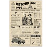 Tianyi-Cadeau Original Retour En 1964 - Idée Cadeau 61 Ans Femme Et Homme - Carte Anniversaire 61 Ans Femme Et Homme - Decoration Anniversaire 61 Ans Femme - Carte D`Anniversaire Avec Félicitations