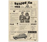 Tianyi-Cadeau Original Retour En 1982 - Idée Cadeau 43 Ans Femme Et Homme - Carte Anniversaire 43 Ans Femme Et Homme - Decoration Anniversaire 43 Ans Femme - Carte D`Anniversaire Avec Félicitations
