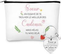 Tianyi-Cadeau Pour Soeur Petite Pochette De Maquillage Avec Porte-Clés D'amitié Trousse De Toilette Pour Voyage Surprise Idée Cadeau D'anniversaire Pour Femme Fille Meilleure Amie Super Bbf