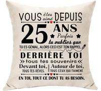 Tianyi-Cadeaux D'anniversaire 25 Ans Pour Elle Ou Lui Vous Été Aimé Depuis 25 Ans Décoration Housse De Coussin Pour 25e Fille Nièce Cousin S?Ur Frère Petite Amie Petit Ami Coussin Souvenir (25)