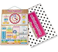Tianyi-Calendrier Horloge Semainier Magnétique Pour Enfant, Jeu Éducatif Date, Temps Et Heure Pour Mur Ou Frigo, 43x32cm Boîte Cadeau D`Anniversaire D`Enfant En Garderie Ou École Maternelle (Allemand