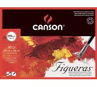 Tianyi-Canson Figueras - Bloc 10 Feuilles De Papier Blanc Pour Peinture À L'huile - Grain Toile De Lin - 30 X 40 Cm - 290g/M²