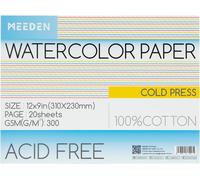 Tianyi-Carnet De Papier Aquarelle: 20 Feuilles De Carnet Aquarelle 31 X 23cm - 100% Coton - 300 Gsm Bloc De Papier Aquarelle Sans Acide Pour Aquarelle Gouache Encre - Grain Fin