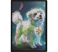 Tianyi-Carnet De Peinture Diamant Diy Chien A5 Blanc 12 Signes Du Zodiaque Diamant Painting Cahier De Note Journal Carnet De Croquis Livre Strass Artisanat Carnet Enfants Étudiants Cadeau 50 Feuilles