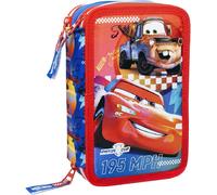 TIANYI-CARS \u2013 Trousse scolaire 3 fermetures éclair originale Cars \u2013 Selle MCQUEEN \u2013 Avec 44 pièces \u2013 Produit officiel Disney Cars (rouge/azur) Rouge