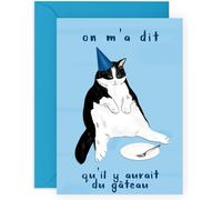 Tianyi-Carte D'anniversaire Chat Pour Homme Et Femme ¿ On M'a Dit Qu'il Y Aurait Du Gateau ¿ Carte Pour Les Propriétaires De Chat ¿ Cadeau Humoristique Pour Maman, Papa, Fille, Garçon