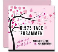 Tianyi-Carte D'anniversaire De Mariage 18e Anniversaire De Mariage - 6575 Jours Ensemble - 18 Ans - Cadeau D'anniversaire De Mariage Pour Mon Mari, Mon Mari, Ma Femme, Femme, 145 Mm - Cartes De V?Ux