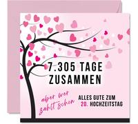 Tianyi-Carte D'anniversaire De Mariage 20 Ans D'amour \U2013 7305 Jours Ensemble \U2013 Carte D'anniversaire De Mariage Pour Mon Mari, Mon Mari, Ma Femme, 145 Mm \U2013 Cartes De V?Ux Amusantes