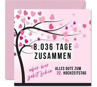 Tianyi-Carte D'anniversaire De Mariage 22e Anniversaire De Mariage Amour \U2013 8036 Jours Ensemble \U2013 22 Cartes D'anniversaire De Mariage Cadeaux Pour Mon Mari, Mon Mari, Ma Femme, 145 Mm Cartes
