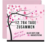 Tianyi-Carte D'anniversaire De Mariage 35e Anniversaire De Mariage Amour \U2013 12784 Jours Ensemble \U2013 35 Cartes D'anniversaire De Mariage Cadeaux Pour Mon Mari, Mon Mari, Ma Femme, 145 Mm Drôle