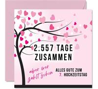 Tianyi-Carte D'anniversaire De Mariage 7e Anniversaire De Mariage Amour \U2013 2557 Jours Ensemble \U2013 7 Cartes D'anniversaire De Mariage Cadeaux Pour Mon Mari, Mon Mari, Ma Femme, 145 Mm \U2013 C