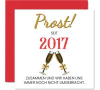 Tianyi-Carte D'anniversaire De Mariage - Motif Amour - Prost! Depuis 2017-8 - Carte D'anniversaire De Mariage - Cadeau Amusant Pour Mon Mari, Mon Mari, Ma Femme, Femme, 145 Mm