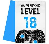 Tianyi-Carte D'anniversaire Gamer Pour Garçon - Noir Et Bleu - Pour Fils, Arrière-Petit-Fils, Neveu Ou Frère - Carte D'anniversaire Pour 18 Ans
