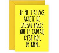 Tianyi-Carte D'anniversaire Humoristique Pour Homme Et Femme - Le Cadeau, C'est Moi. De Rien - Carte De Voeux Amusante Pour Lui Ou Elle - Cadeau De Naissance Pour Maman, Papa, Frère, Soeur