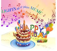 Tianyi-Cartes De Joyeux Anniversaire, Gâteau D'anniversaire 3d, Souffler Des Bougies Carte De Voeux, Carte Pop Up Avec Enveloppes, Cartes D`Anniversaire Femmes Hommes Et Enfants