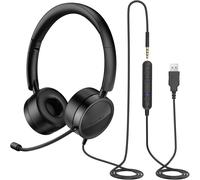 TIANYI-Casque PC Casque Micro Filaire USB/3.5mm Oreillette Professionnelle Confortable Casque Gamer pour PC/Mac, Smartphone, Tablette, Skype, Bureau PC/PS3/PS4