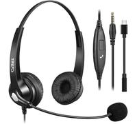 TIANYI-Casque Téléphone Portable avec Micro Anti-Bruit, Casque PC Filaire 3.5mm pour iPhone Samsung Smartphone Ordinateur Skype Bureau Centre d'Appel, Conversation Claire, Ultra Léger et Confortable