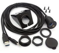 TIANYI-CentBest USB 3.0 Câble de Montage Encastré - USB 3.0 et 3.5mm Support de Montage Auxiliaire, Flush, Dash, Câble de Montage Sur Panneau 1/8 AUX (2M)