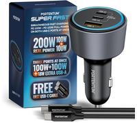 Tianyi-Charger Allume Cigare Usb C 200w Triple ¿ Cadeau Cable Usb C Charge Rapide ¿ Charger Voiture ¿ 2x Usbc Pd 100w + Usba Qc 18w ¿ Prise Allume Cigare 12v Pour Iphone Ipad Macbook Android